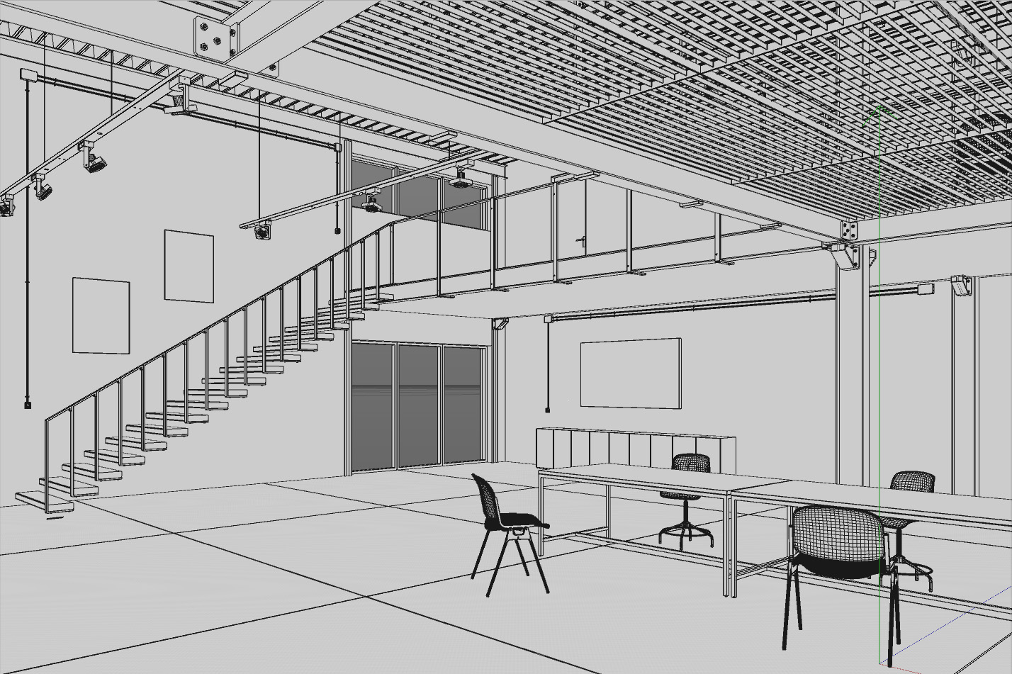 architecture loft industrial 3d model