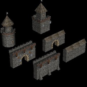 3d 3ds medieval castle buildings