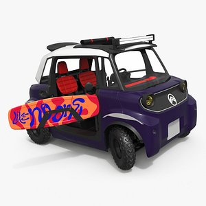 Citroen Ami Open Roof Mini EV Purple Rigged