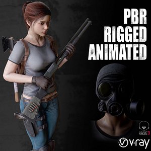 hero survivor rigged female 3D model