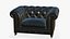 Chesterfield Leather Sofa With Realistic Ottoman 3D model
