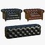 Chesterfield Leather Sofa With Realistic Ottoman 3D model
