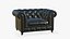 Chesterfield Leather Sofa With Realistic Ottoman 3D model