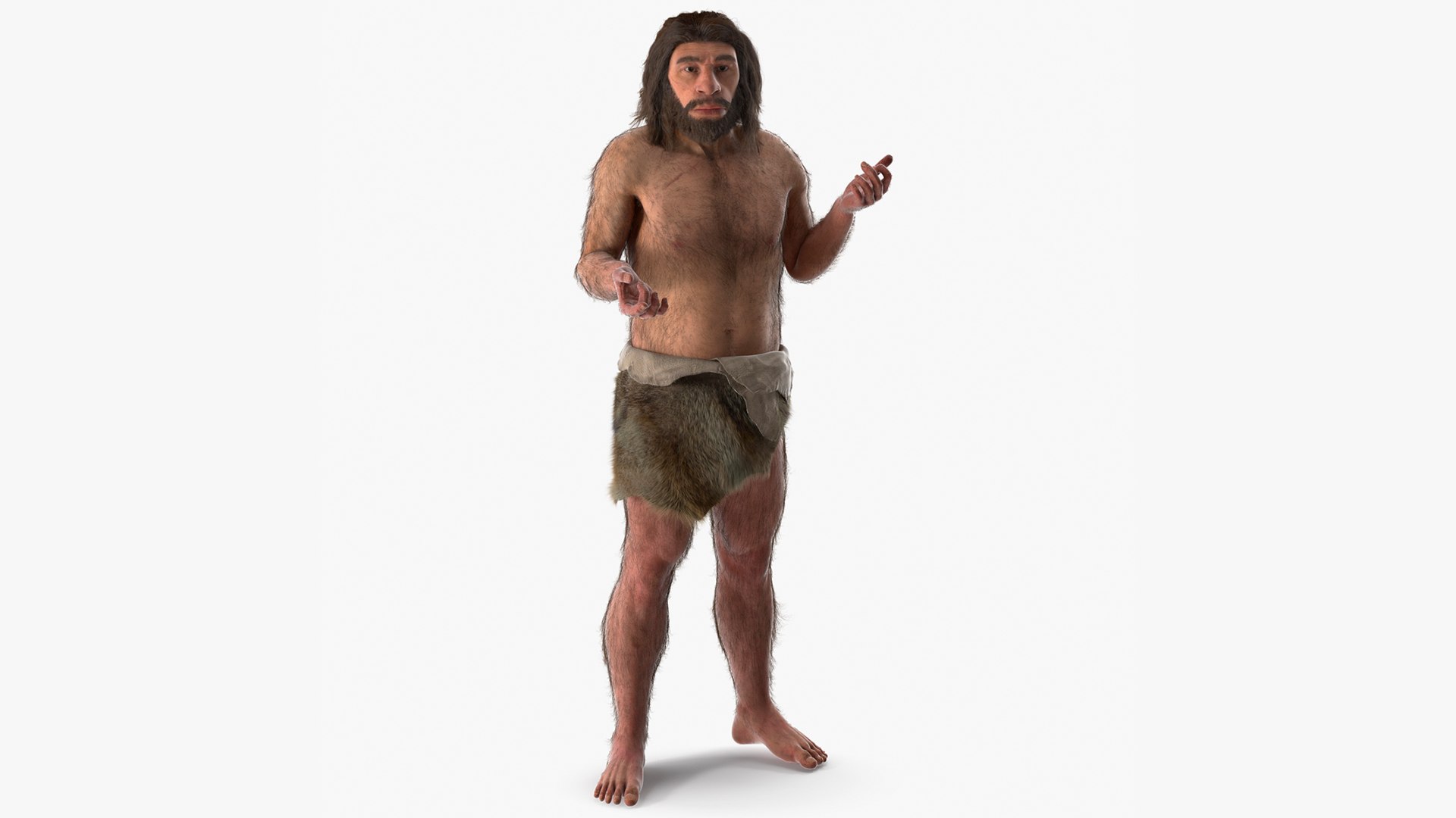 Stand Neanderthal Fur 3D model preview