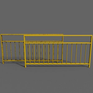 3D PBR Pedestrian Guard Rail Yellow V3