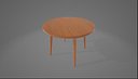 Modern Round Wooden Stool with Tapered Legs 3D Model