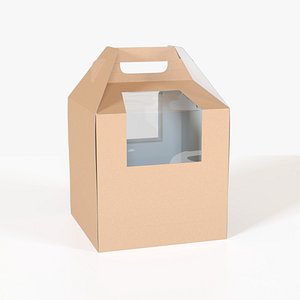 W Packaging Tall Cake Box Kraft with Window 3D model