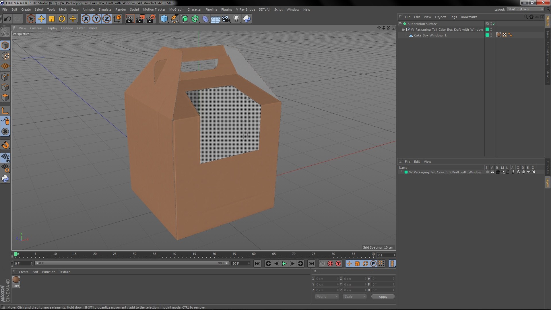 W Packaging Tall Cake Box Kraft With Window 3D Model - TurboSquid 1931090