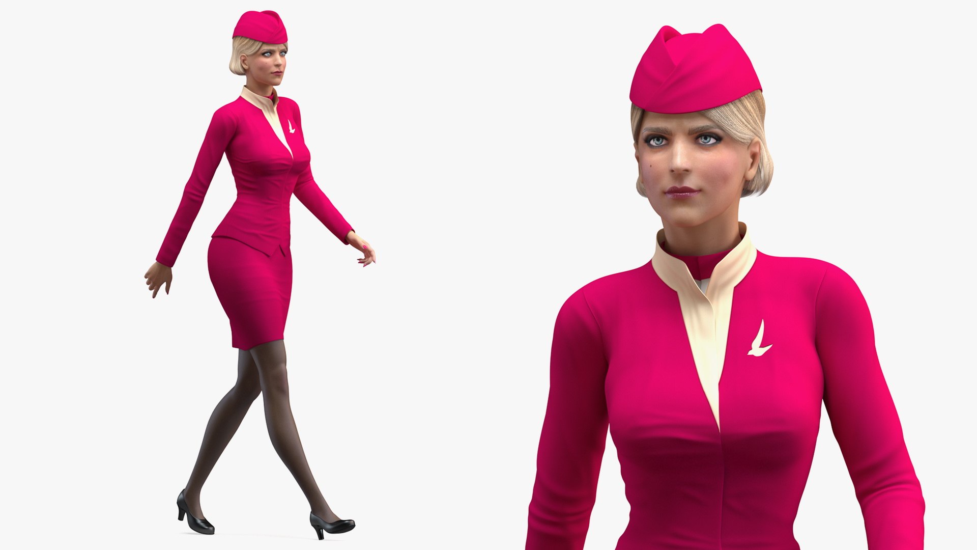 Stewardess  Walking Pose 3D model preview