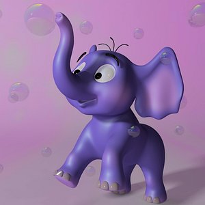 3d cartoon baby elephant rigged