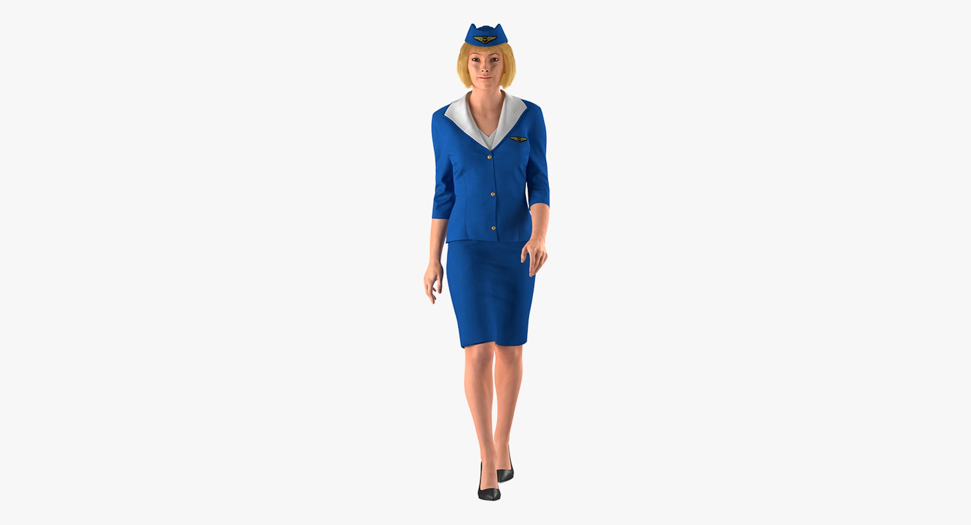 Stewardess Rigged 3D Model 3D model preview