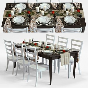 3d traditional holiday table model