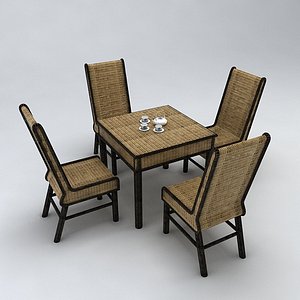 chinese woven wood table 3d 3ds
