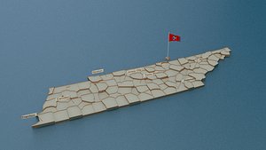Tennesse detailed Map with Animated Flag