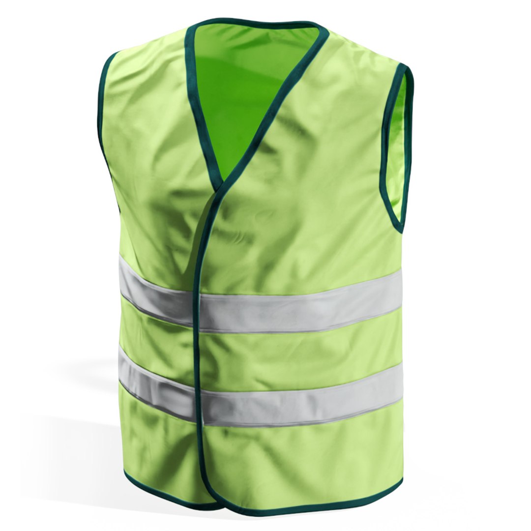 Safety Vest with Reflective Stripes 3D model for industrial visualization, technical presentation, simulation, product rendering, and animation