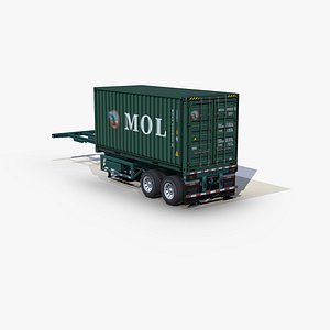 container 20ft chassis trailer 3D model