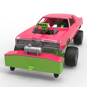 3D model Diecast Pulling truck 4wd with Car shell Scale 1 to 25