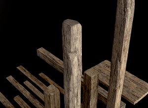Wooden Planks and Beams 13 pieces