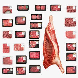 Meat Collection 26 Package and Carcass 3D