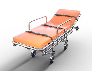 Modern Ambulance Stretcher Trolley Photorealistic PBR 3D Model