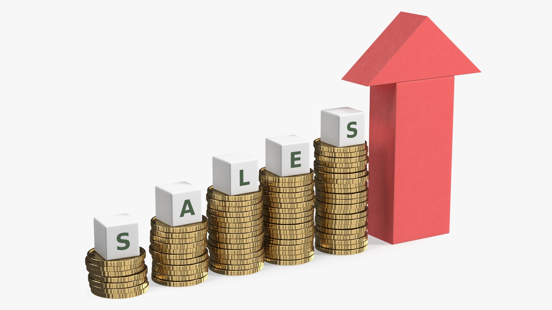 Stacked Coins with Letter Cubes 3D model preview
