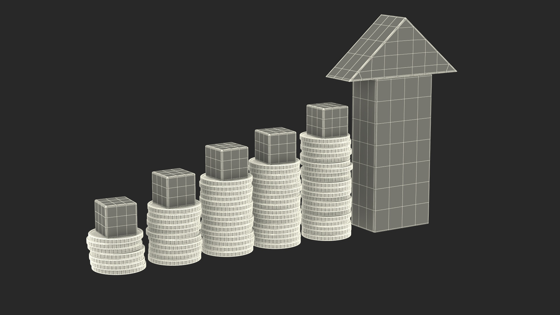 Stacked Coins With Letter Cubes 3D Model - TurboSquid 2073169