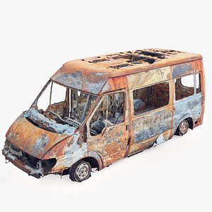 Burned Van Wreck 01 3D model