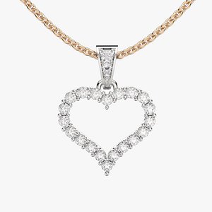 3D Diamond heart necklace pendant P26 3D print model model