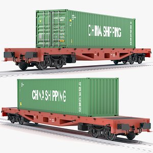 flat rail car china 3D model