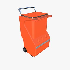3D Industrial Janitorial Cleaning Cart - Orange Plastic Trolley