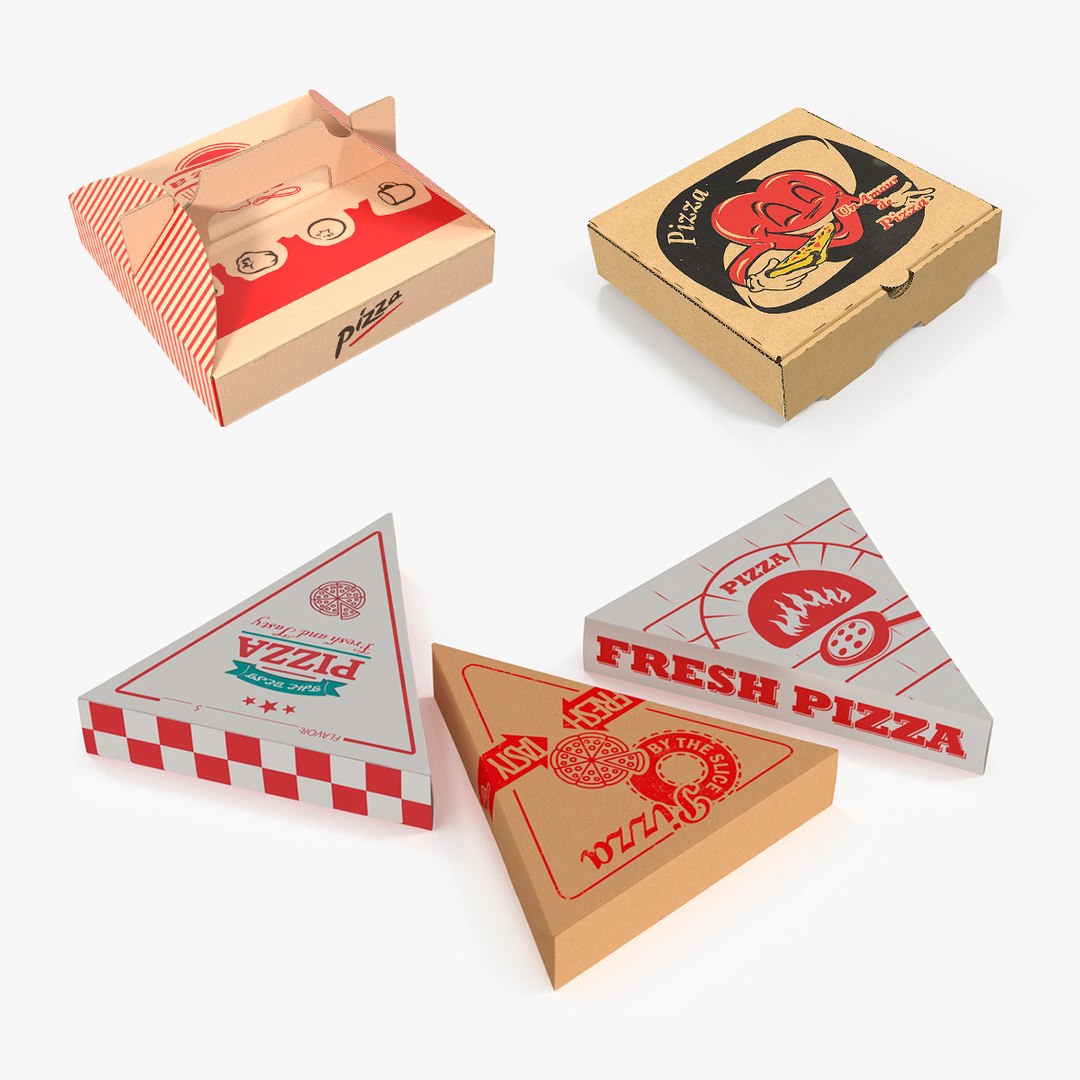 Pizza Boxes Collection 3D model preview