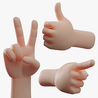 Cartoon Hands Rigged for Blender