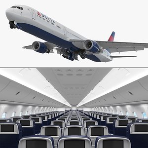 3D boeing 767-400 interior delta model