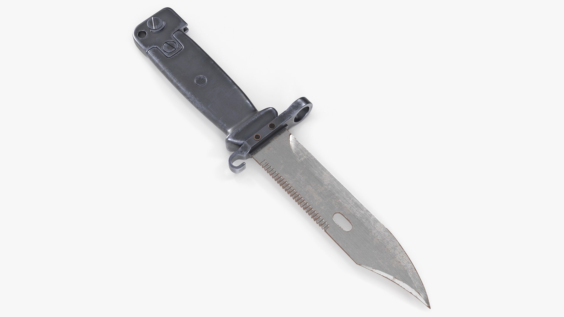 Tactical Utility Bayonet Serrated Edge Used Black 3D model preview