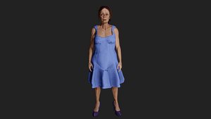 Old woman in blue dress