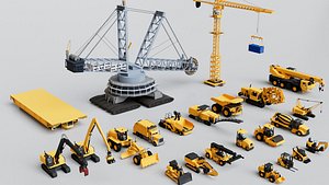 Heavy Industrial Machinery Construction Vehicles Collection Pack model