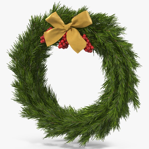 3D christmas wreath gold bow
