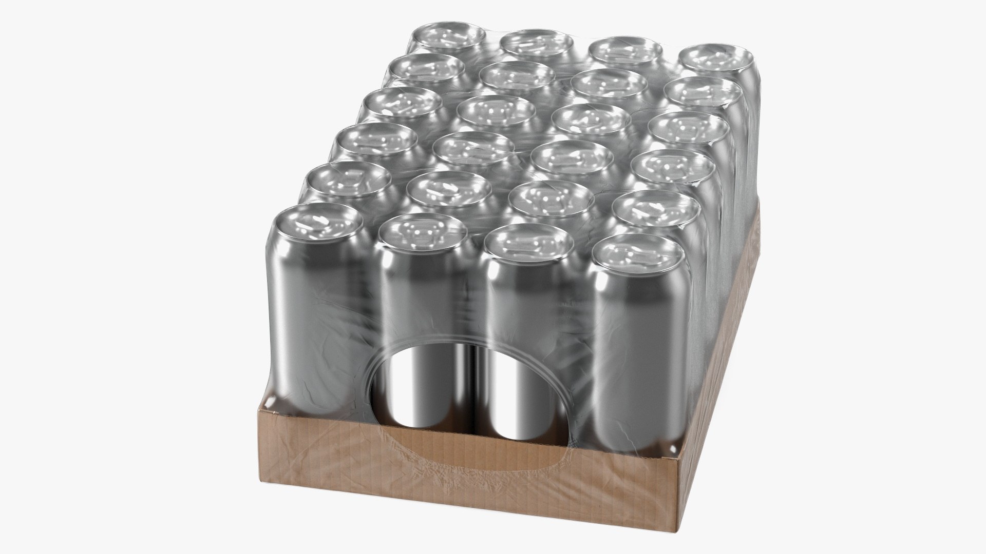 Transparent Pack with 24pcs 500ml Aluminium Cans 3D model preview