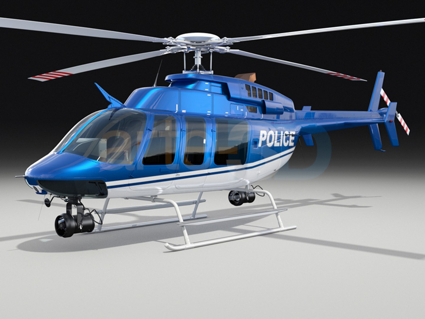 3d Model Of Bell 407 Police Helicopter