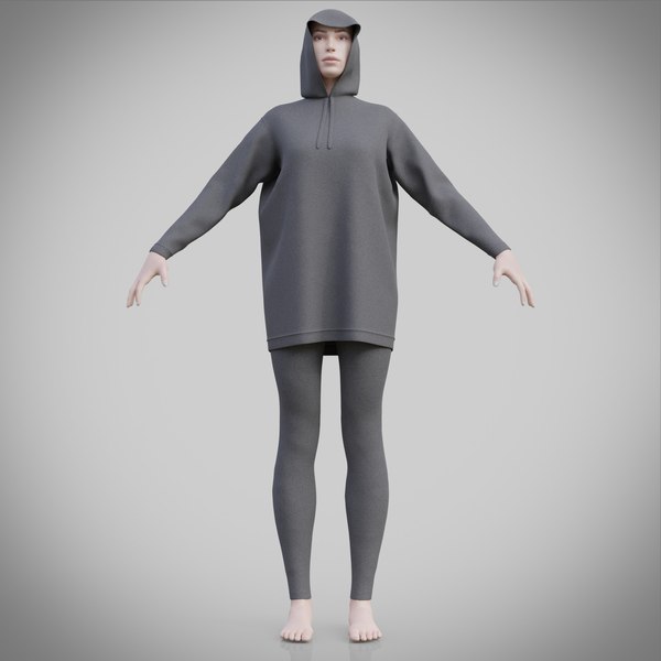 3d female jogger apparel - hoodie outfi