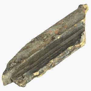 3D model broken roof tile piece