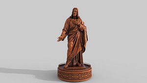 jesus wooden statue  hi poly model