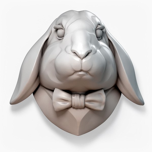 Lop Eared Rabbit Head Sculpture STL model - TurboSquid 1978669