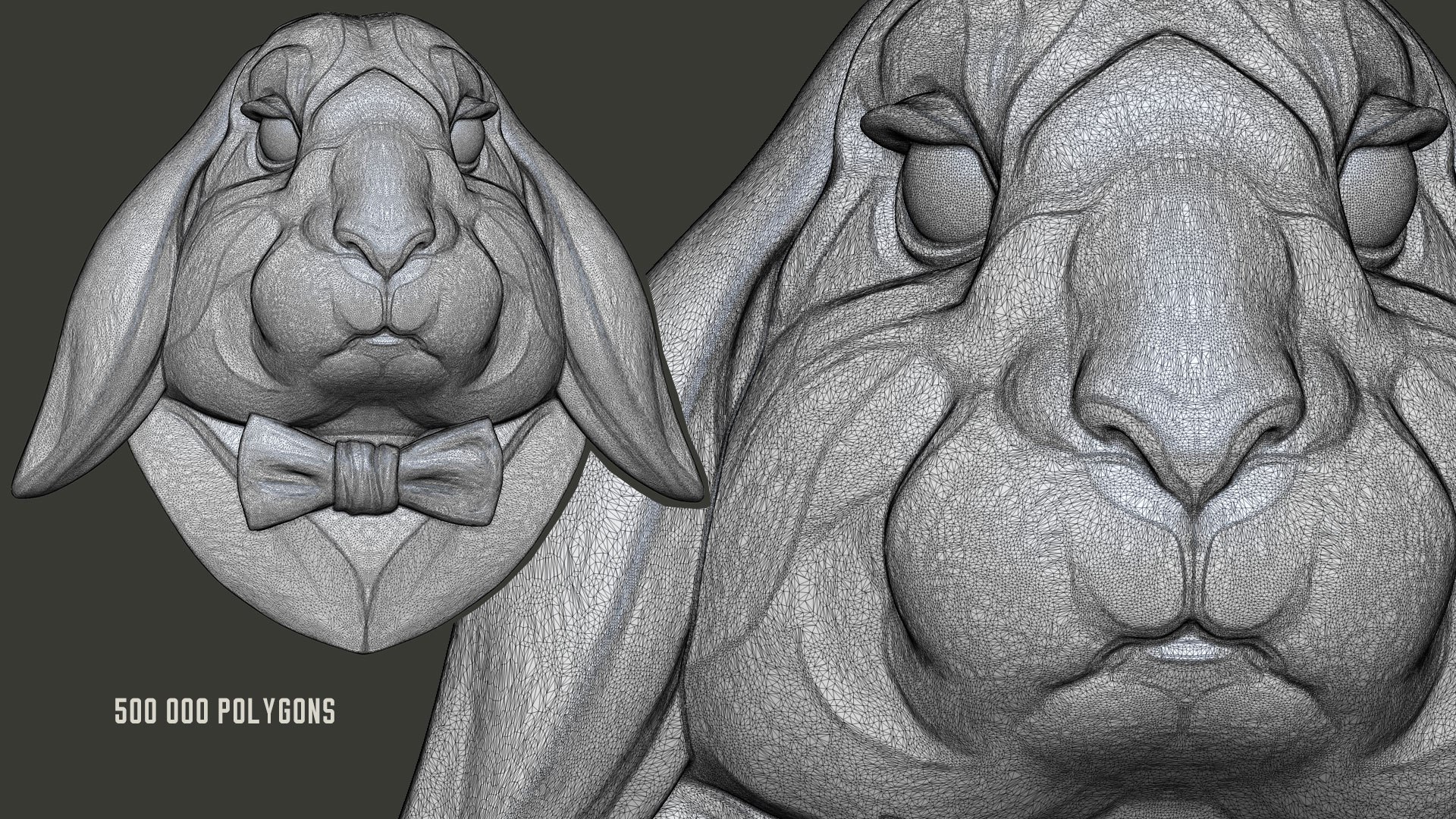 Lop Eared Rabbit Head Sculpture STL Model - TurboSquid 1978669
