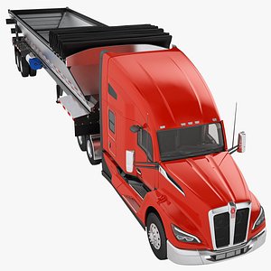 Kenworth T680 Semi Truck 2024 Live Bottom Trailer 01