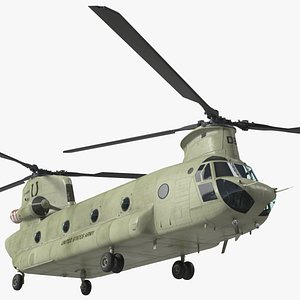 3D US Army Transport Helicopter CH 47 Chinook Rigged for Maya model
