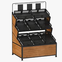 Produce Display Racks Corner Unit 01 Black White Gray and Tan1