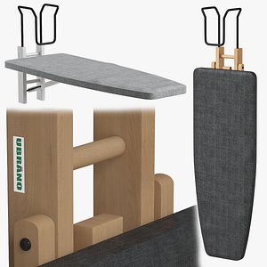 Built-in wall-mounted folding ironing board with iron holder