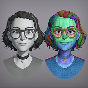 3D Cartoon female character Tianna base mesh model