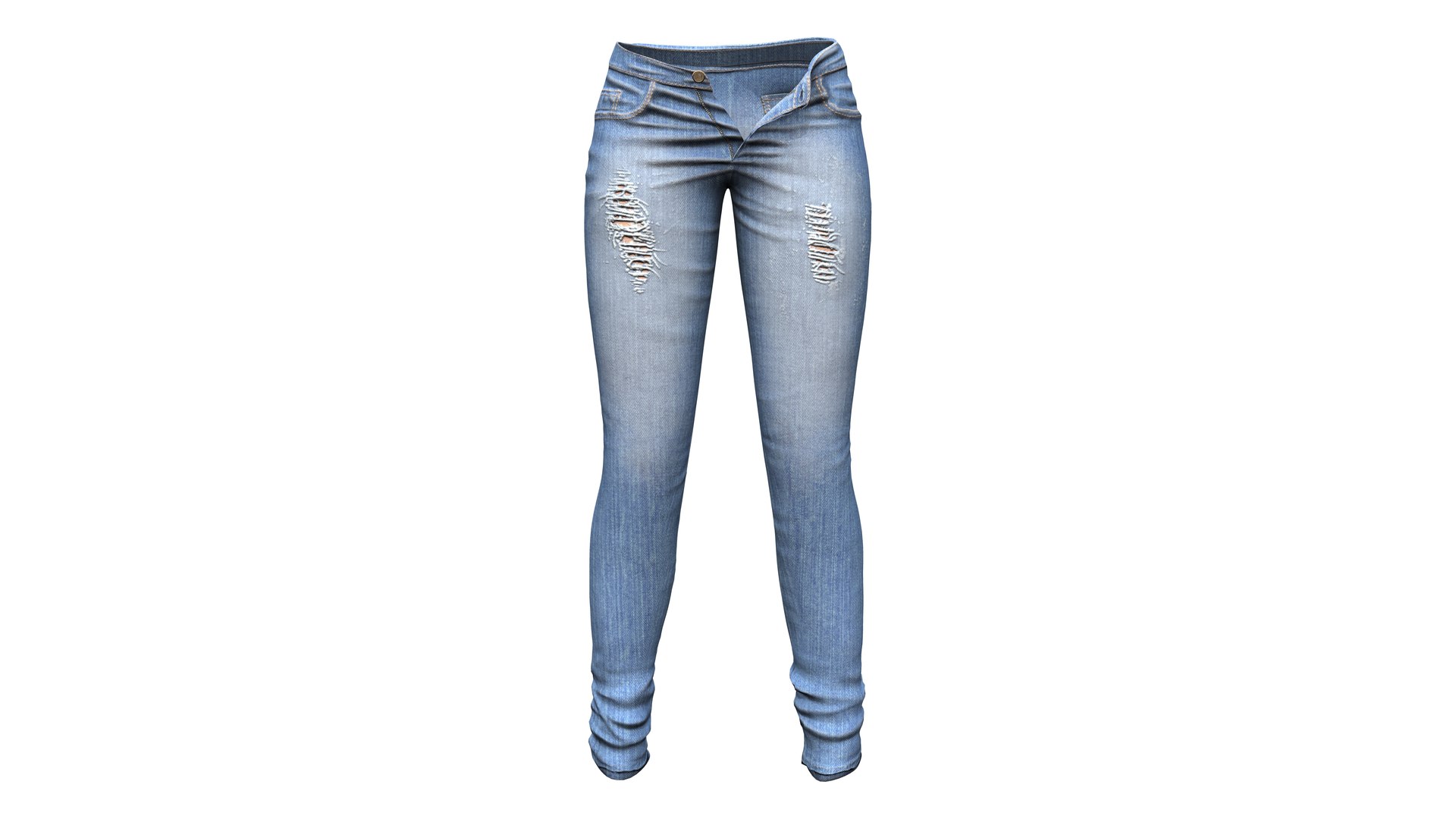 Unbuttoned Torn Denim Jeans Pants 3D - TurboSquid 1916615